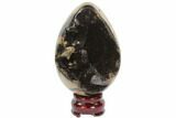 Septarian Dragon Egg Geode - Black Crystals #123014-1